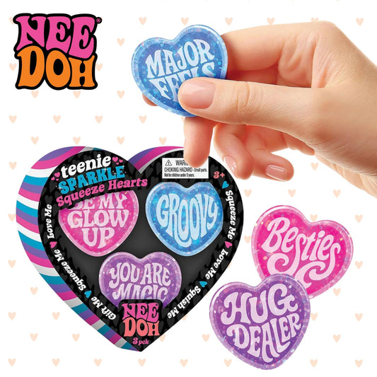 NeeDoh Pack of 3 Teenie Squeeze Hearts