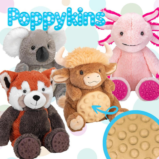Poppykins Fidget Plush Toy with Pop Belly - Soft Sensory Stuffed Animal