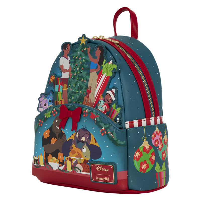 Loungefly Lilo & Stitch Ohana Holiday Light Up Mini Backpack