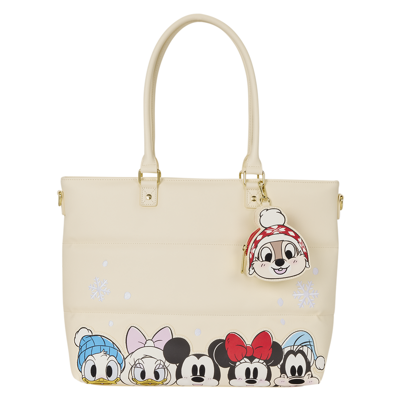 Loungefly Mickey & Friends Holiday Snow Tote Crossbody Bag with Coin Bag