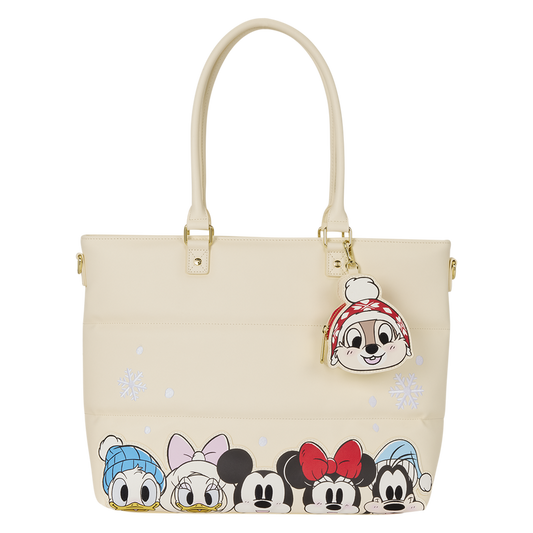 Loungefly Mickey & Friends Holiday Snow Tote Crossbody Bag with Coin Bag