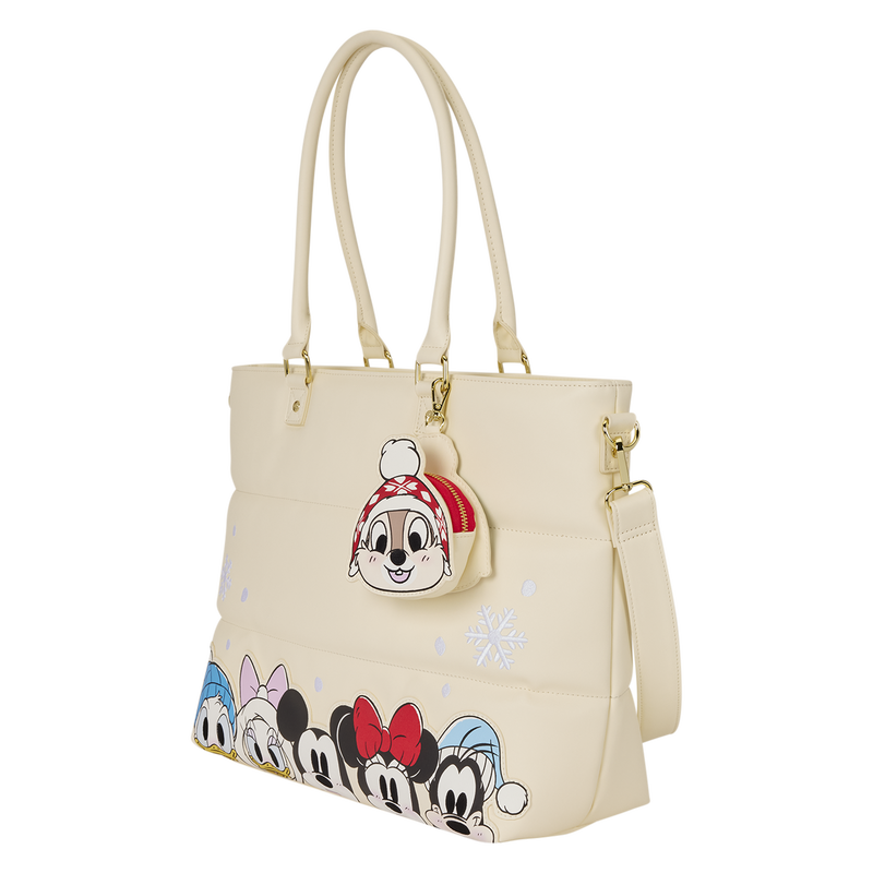 Loungefly Mickey & Friends Holiday Snow Tote Crossbody Bag with Coin Bag