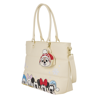 Loungefly Mickey & Friends Holiday Snow Tote Crossbody Bag with Coin Bag