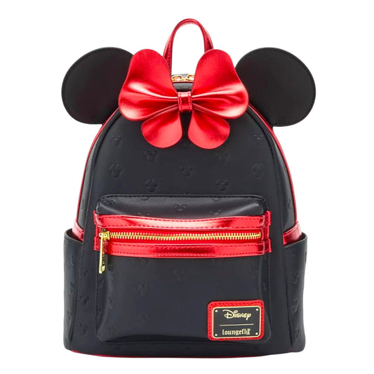 Loungefly Black & Metallic Red Minnie Bow Mini Backpack (253)